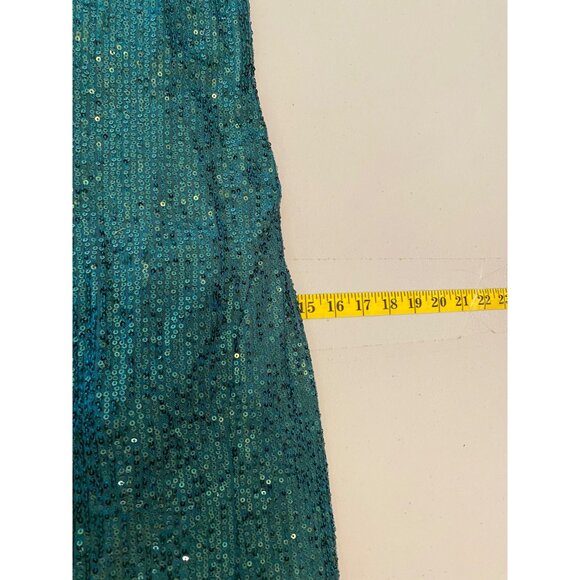 NWT Crystal Sky Green Sequin One-Shoulder Dress Spaghetti Strap Size 10 - Picture 9 of 12
